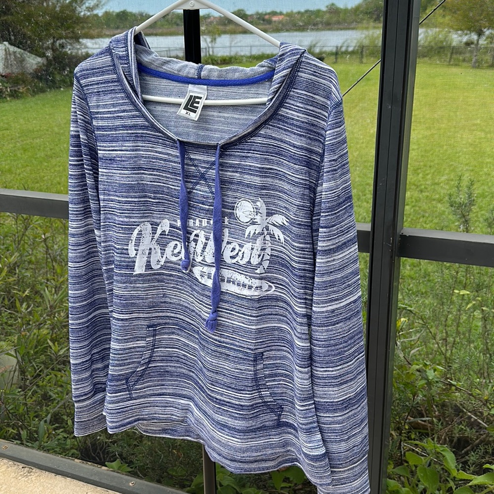 Paradise Key West FL blue white stripe hoodie size XL